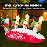 10 Ft Santa Sleigh With Reindeer Christmas Inflatables Outdoor Decorations, Christmas Blow Up Yard Decorations For Garde