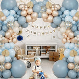 151Pcs Blue & Gold Balloon Garland Kit for Baby Shower, Birthday, or Party Decorations