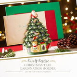 Christmas Tree Figural Napkin Holder, Holiday Organizer For Dining Table, Kitchen - Beautiful Ceramic Storage & Festive Table Accessory - Christmas Celebrations & Home Decoration