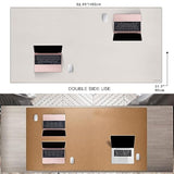 MAIDERN 63”x 31.5” Leather Desk Pad, Large Desk Mat, Cork & Leather Large Mouse pad for Desk, Waterproof Computer Desk Pad for Gaming Home Office (Cream)