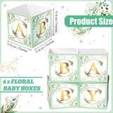6pcs Baby Shower Flower Boxes Centerpiece with Letters for Gender Reveal Party Decor