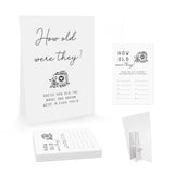 Minimalist How Old Were The Bride And Groom Game, Guessing The Age Photo Game, Bridal Shower Wedding Shower Games (1 Sign And 30 Cards)-Bng21