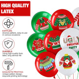 45 Pcs Christmas Balloons Ugly Sweater Balloon 12 Inch Red Green White Latex Balloons For Ugly Sweater Themed Party Christmas Party Decorations
