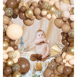 150Pcs Brown Balloons Garland Arch Kit, Different Size Brown Nude Boho Blush Tan Neutral Beige Gold Balloons For Woodland Bear Baby Shower Wedding Jungle Safari Birthday Party Decorations