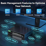 8 Port Poe+ Switch @135W, 8 X 2.5Gbase-T & 1 X 10Gb Sfp+, 2.5Gb Switch Managed For Home Lab, Vlan/Link Aggregation/Qos/Dhcp Client,Metal Housing,Fanless,With Rack Mounting Ears