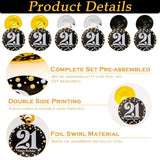 21St Birthday Decorations - Black Gold Pre-Assembled Triangle Flag Banner And Glitter Hanging Swirls Party Set