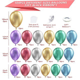 Metallic Balloons Arch Garland Kit, 104Pcs 18In 12In 10In 5In Chrome Gold Silver Green Purple Red Balloons For Engagement Wedding Birthday Baby Shower Anniversary Celebration Decorations