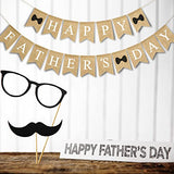 Happy Father's Day Banner Fathers Day Bow Tie Burlap Hanging Banner Garland Rustic Party Decoration for Dad Daddy Birthday Indoor Outdoor Mantel Fireplace Decor Supplies