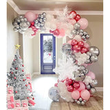 Pink Winter Wonderland Balloon Garland Arch Kit Pink Chrome Silver Red White With Snowflake Balloons For Onederland Girl Princess Birthday Party Baby Its Cold Outside Baby Shower Christmas Decorations