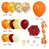 141PCS Fall Balloon Arch Kit with Orange Burgundy Balloons for Thanksgiving Party