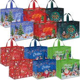 12Pcs Extra Large Christmas Gift Bags, 15.7'' X 14.2''X 5.9'', Christmas Tote Bags With Handles, Reusable Non-Woven Shopping Bag For New Year, Xmas'S Party Supplies Decorations