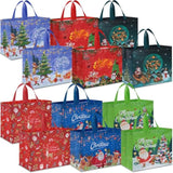 12Pcs Extra Large Christmas Gift Bags, 15.7'' X 14.2''X 5.9'', Christmas Tote Bags With Handles, Reusable Non-Woven Shopping Bag For New Year, Xmas'S Party Supplies Decorations