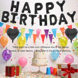 Black Happy Birthday Balloons Banner Foil Balloons Letters Bachelorette Balloon For Black Themed Party Decoration Supplies Halloween Birthday Decoration Decor Ballons Arch Kits Party Balloon Set 15Pcs