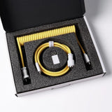 Custom Coiled Aviator Cable, Yellow, 5-Pin (Gx12) Detachable Metal Connector, Usb-C To Usb-C With Usb-A Adapter, Durable Braided Cable For Mechanical Keyboards, Charging & Data Transfer