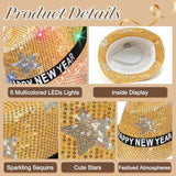 3pc Sequin LED Light Up New Year’s Eve Top Hats Black Gold Silver 2026