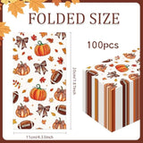Fall Football Pumpkin Napkin - 100 Pcs Maple Leaves Pumpkin Rugby Decorative Cocktail Napkins Set, Autumn Sports Game Day Disposable Paper Hand Towels, Thanksgiving Party Decorations Supplies