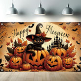 Halloween Backdrop 71x43 Inch Black Cat Pumpkin Castle Bat Party Photo Banner