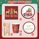 240 Pcs Christmas Paper Plates And Napkins Serve 30 Guests Christmas Party Supplies Disposable Xmas Tableware Set Plates Napkins Cups With Knife Fork Spoon(Red,Plaid Style)