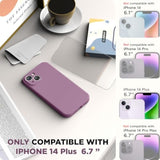 Lilac Purple Liquid Silicone Case for iPhone 14 Plus with Screen Protector and Camera Protection, Soft Microfiber Lining