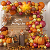 Fall Balloon Arch Kit: Orange, Burgundy, Gold Thanksgiving Decor (140pcs)
