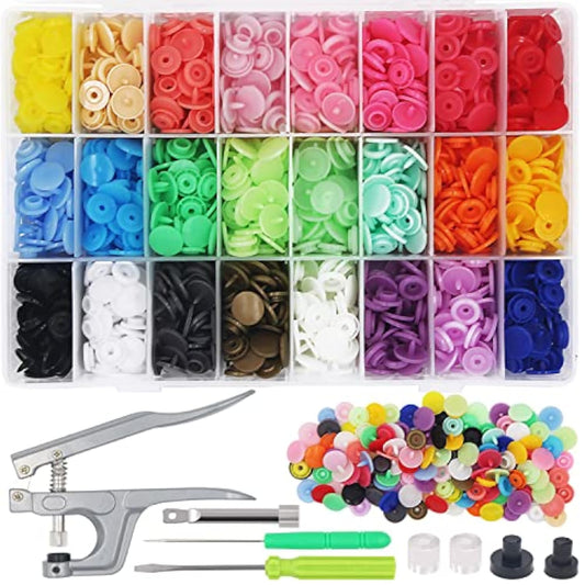 1440Pcs Plastic Snap Buttons No-Sew Snap Fasteners T5 Snaps With Snaps