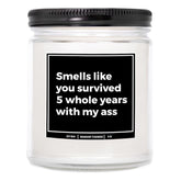You Nique Designs 5 Year Marriage Anniversary Candle 9Oz, 5 Year Anniversary Ideas For Her, Him, Men, Women, 5Th Gifts For Husband, Wife, 5 Year Wedding (Mahogany Teakwood)