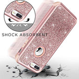 Designed For Iphone 8 Plus, Iphone 7 Plus Case, Heavy Duty Defender Protective Bling Glitter Sparkle Hard Shell Hybrid Shockproof Rubber Bumper Cover For 7 Plus And 8 Plus, Rose Gold