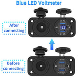 Cigarette Lighter Socket 12V Power Outlet, Aluminum 40W Dual Qc3.0 Usb Charger Socket With Led Voltmeter Switch,150W Dc Lighter Socket Waterproof 12V Plug Panel For Car Boat Rv Marine Golf Cart
