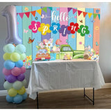 Hello Spring Banner Backdrop 6X4Ft Spring Truck Tulips Flowers Colorful Wood Photography Background Springs Easter Party Decorations Photo Props