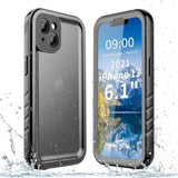 For Iphone 13 Waterproof Case, Built-In Shockproof Dustproof Screen Protector, Ip68 Underwater Full Body Sealed Dropproof Protective Cover For Iphone 13 6.1 Inch (Black)