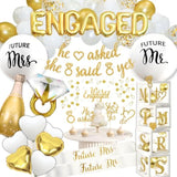 Gold & White Engagement Party Decor Set β Balloons, Banners, Sashes and More (248 Pcs)