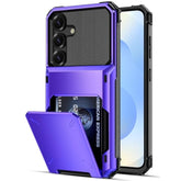Wallet Case For Samsung Galaxy S25 6.2'' Purple, 3-5 Credit Cards Holder, Slot Flip Cover Back Pocket, Dual Layer Protective Hard Shell+Soft Tpu Rubber Inner, Bumper Armor, Non-Slip, Men Women