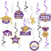 Graduation Decorations Purple Gold 2026/Purple Gold Graduation Party Decorations Nyu Hanging Swirls Class Of 2026 Purple For Isu Grad Party