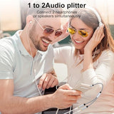 3.5mm Headphone Splitter, Audio Stereo Y Splitter Male to Female Dual Headphone&Microphone Jack Adapter Aux Cable for Earphones Compatible with PS4