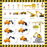 23Pcs Constructions Cake Toppers Vehicles Cake Decoration Excavator Crane Truck Cupcake Topper Traffic Road Sign Cupcake Construction Cake Decorations Happy Birthday Sign For Party Supplies