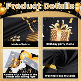 Personalized Birthday Banner Happy Birthday Party Decoration Custom DIY Black Gold Birthday Party Backdrop with Name Alphabet Letter Sticker Happy Birthday Sign Party Supplies for Men Women