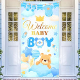 Welcome Baby Banner Welcome Home Baby Boy Door Banner Blue It’S A Boy Gender Reveal Decorations Indoor Ourdoor
