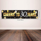 Happy 30th Birthday Banner Gold Glitter Sign for Anniversary & Celebration Decor