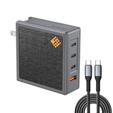150W Gan Usb C Charger Block- 4-Port Multi-Device - Support Pd3.1 To 140W - Qc Fast Charging Compact Power Adapter Foldable Plug Compatible With Macbook Iphone Series14 Ipad Samsung...(With Usb Cable)