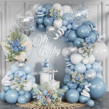 Dusty Blue Balloon Arch Kit, Dusty Blue And White Balloon Arch Garland Kit Light Blue Macaron Blue White Pearl Balloons For Boys Wedding Birthday Baby Shower Gender Reveal Decorations