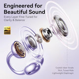 Clipfree Open-Ear Headphones, Butterfly-Inspired Ear-Cuff Design, Stylish & Comfortable Clip-On Ear Buds, Wireless Earbuds For Women, Long Battery Life, Great For Gifting - Purple