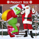 Christmas Inflatable G R In. Ch, Green Santa Chimney Inflatables Outdoor Decor, Blow Up Yard Decorations With Led Light,