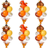 Thanksgiving Balloon Centerpiece Kit: Turkey, Squirrel, Pine Cone Decor (6 Sets)
