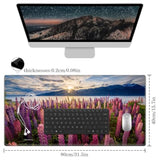 Desk Pad Protector, Mouse Pad, Office Desk Mat, Non-Slip Pu Leather Desk Blotter, Laptop Desk Pad, Waterproof Desk Writing Pad For Office And Home (Lupine Flower)