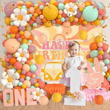 180Pcs Boho Daisy Balloon Arch Kit for Groovy Hippie Theme Party Decorations