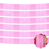 6 Pack 10 Feet Foil Fringe Garland Metallic Tinsel Streamers Banner Wall Hanging Backdrop Banner For Parade Floats, Thanksgiving, Christmas, Birthday, Halloween Party Decorations(Macaron Pink)