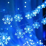 Christmas Lights, 20 Ft 40 Led Blue Snowflake String Lights Battery Operated Fairy Lights Hanging Lights For Bedroom Pat