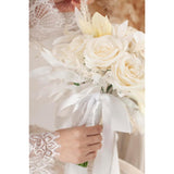 Bridal Bouquet Cascading, Nude & White Wedding Bouquets For Bride Bridesmaid 10" Artificial Flowers Bouquet For Wedding Decor