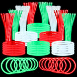 600Pcs Christmas Glow Stick Necklaces and Bracelets Bulk Red Green Party Supplies