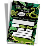 Reptile Birthday Party Invitations, 20-Count Snake Lizard Crocodile Theme Birthday Party Invites With Envelopes-Hbyqk-B36
